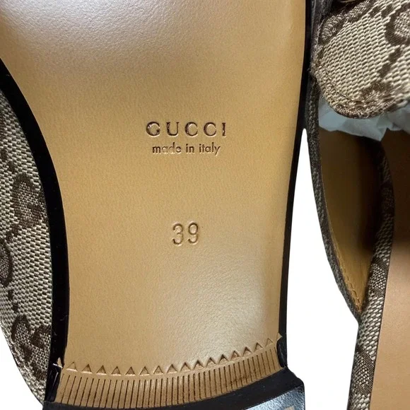 Gucci Princetown GG Supreme Canvas Horsebit Mules Beige Ebony 39 802163 KY980 - Picture 9 of 12